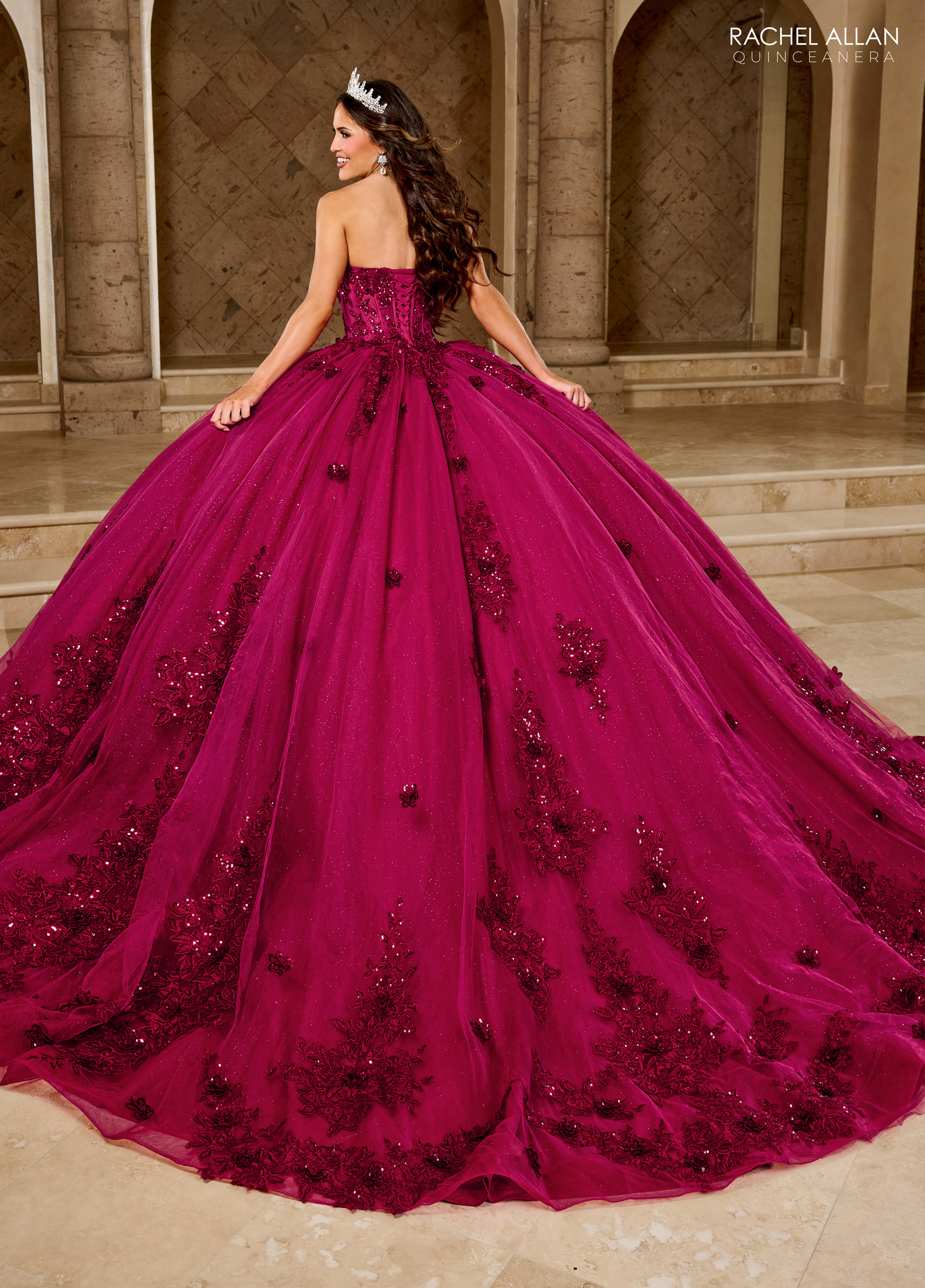 Bury Ball Gown Beaded Quinceanera Dresses Sequined Prom Gowns 3D Appliqued Sweetheart Necke Sixteen Sweet 15 Corset Masquerade Dress
