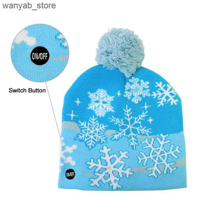 Wide Brim Hats Bucket Hats LED Christmas Hat Sweater Knitted Beanie Christmas Light Up Knitted Hat Christmas Gift for Kids Xmas 2024 New Year Decorati