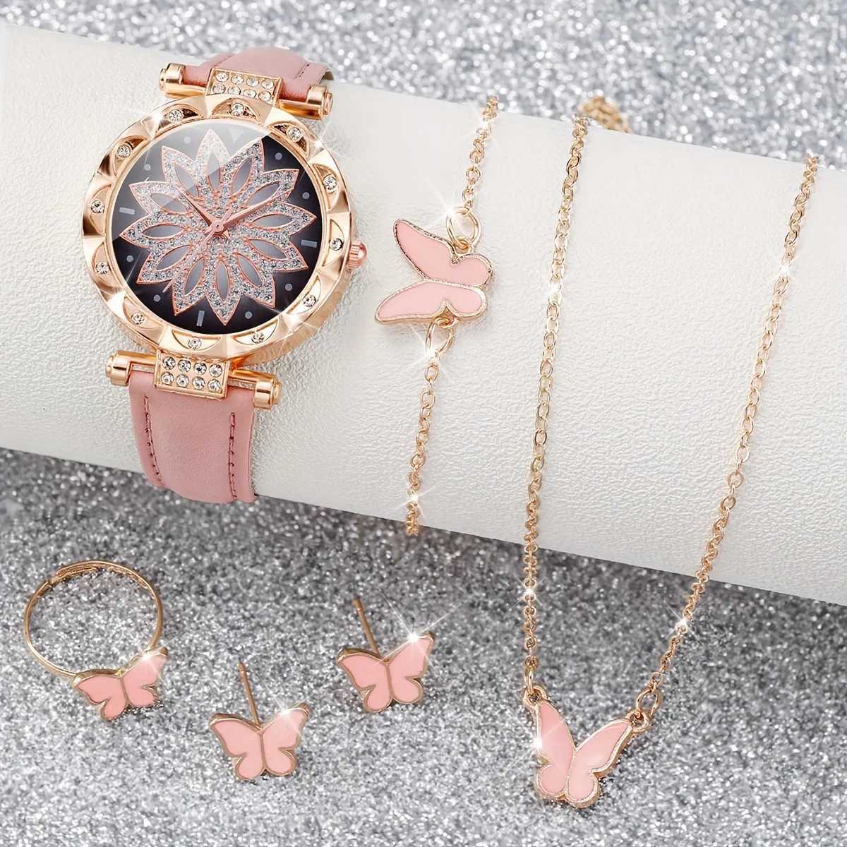 6 pieces/set of Wens luxury rhinestone quartz watches and jewelry set as a gift for M X241106