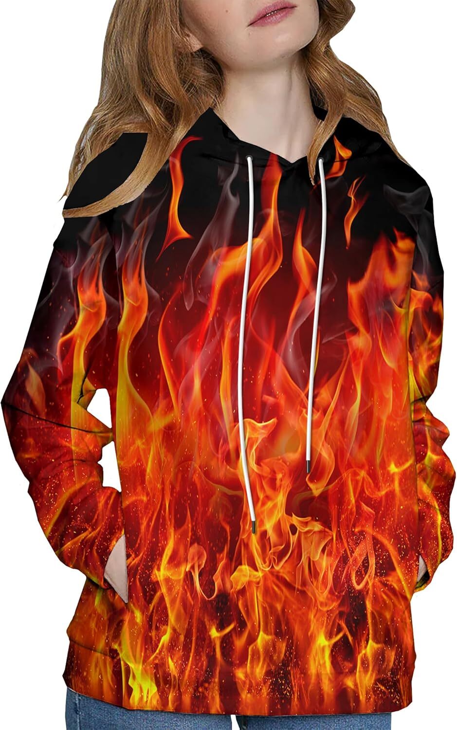 Hoodie for Mens Womens Unisex 3D Printed Hoodies Graphic Pullover Hooded Sweatshirt for Men Women Graphic red Cool Flame