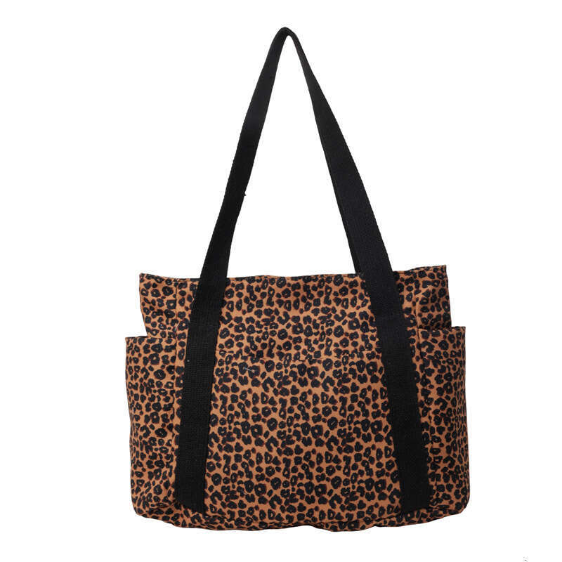 Designer Bag Leopard Canvas Bag Large Capacity Fashion Tote Bags Casual Women's Shoulder Handbag College Commuter Beach Travel Bag Bolsa 2024