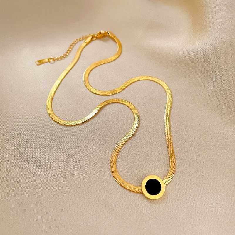 OIMG 316L stainless steel gold color black circular Ran digital necklace used for party gift jewelry 2023 new Dropsing X241106