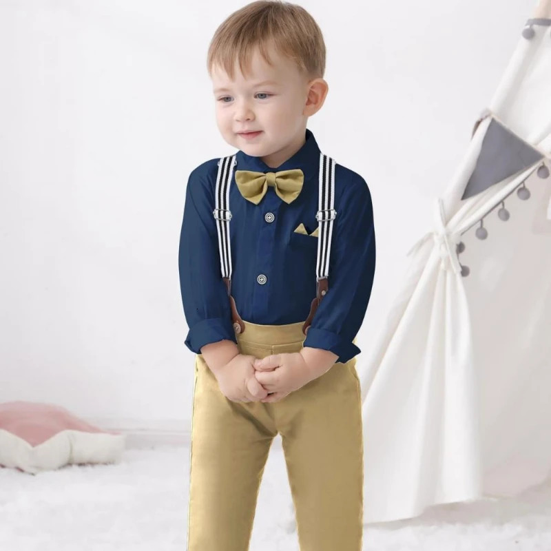 Baby Boy Wedding Suit 3 Pcs Outfit Matching Birthday Party Clothes Sets Children Elegant Kids Formal Occasions Costume 241106