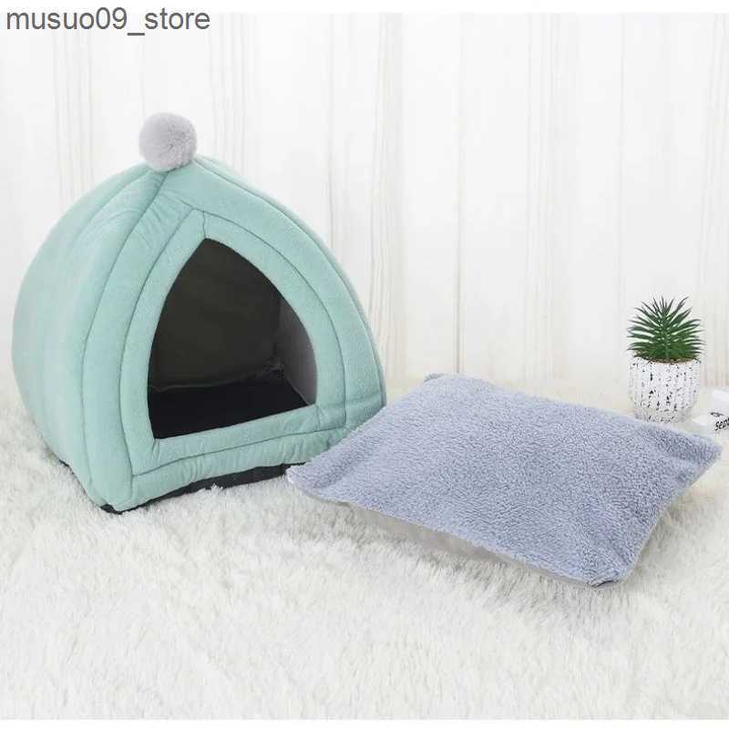 kennels pens Autumn and winter deep sleep cat bed with mat pet tent comfortable cave nest indoor sleep basket small dog house pet supplies L240910