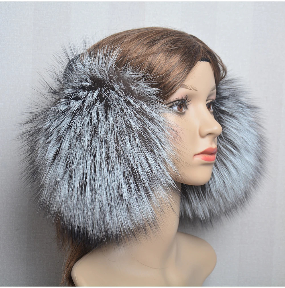 Winter womens warm real fox fur earmuffs for girls oversized womens plush earmuffs womens fox fur earmuffs 241106