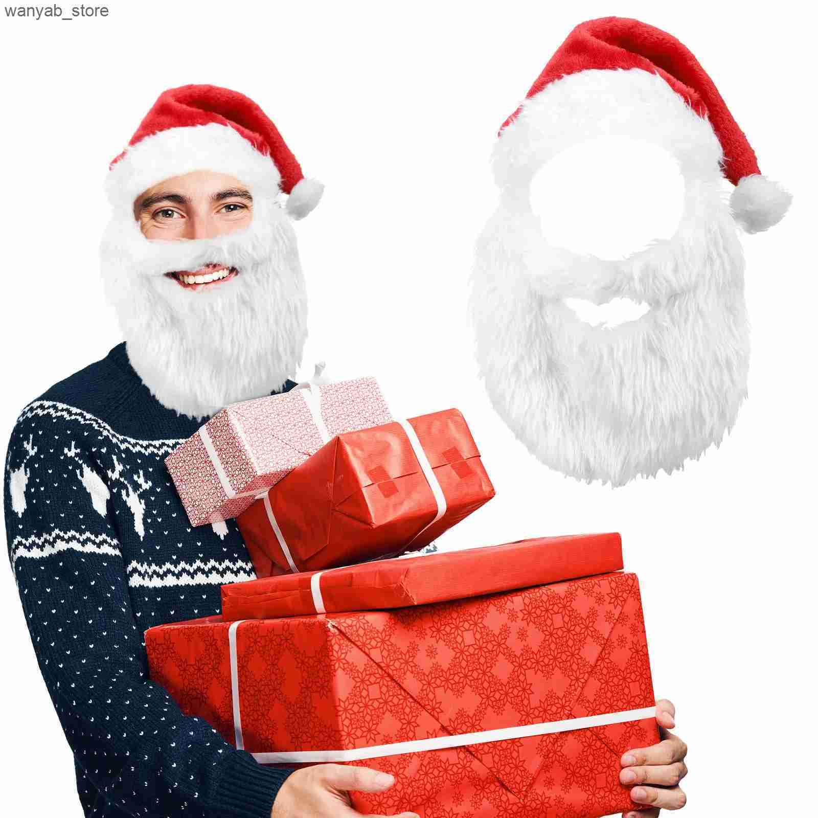 Wide Brim Hats Bucket Hats Cute Santa Claus Hat Plush Beard Decor Accessory Santa Claus Cosplay Christmas Atmosphere Decor Velvet Materi Santa Claus M
