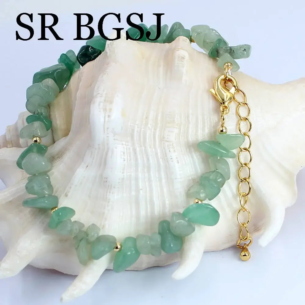 6-8mm green Aventurine Jades natural gemstone womens necklace bracelet earring set 17.5 7-8 241106