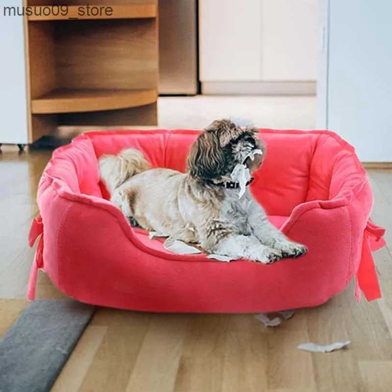 kennels pens Cute Bow Princess Dog Bed Soft and Comfortable Pet Sleep Mat Suitable for Small Dogs Cats Anti slip Machines Washable Puppy Sofa Pet Supp