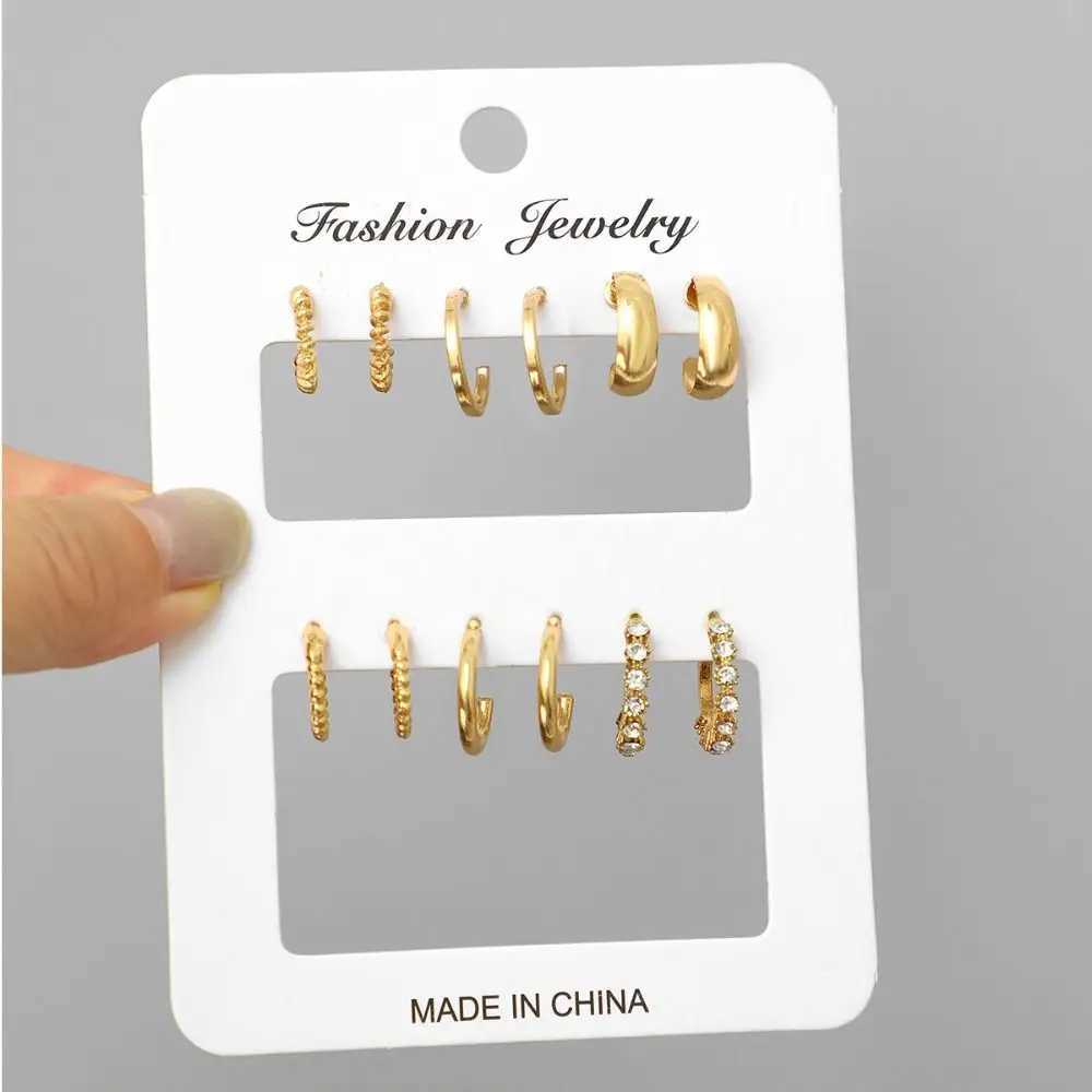 Golden retro round hoop earrings suitable for girls simple and fashionable Geely drip earring set new trend jewelry party gift X241106
