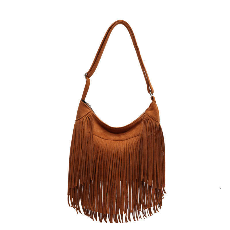 2024 Frosted Tassel Europe Leather Veet Retro Crossbody Bag Women's Bags
