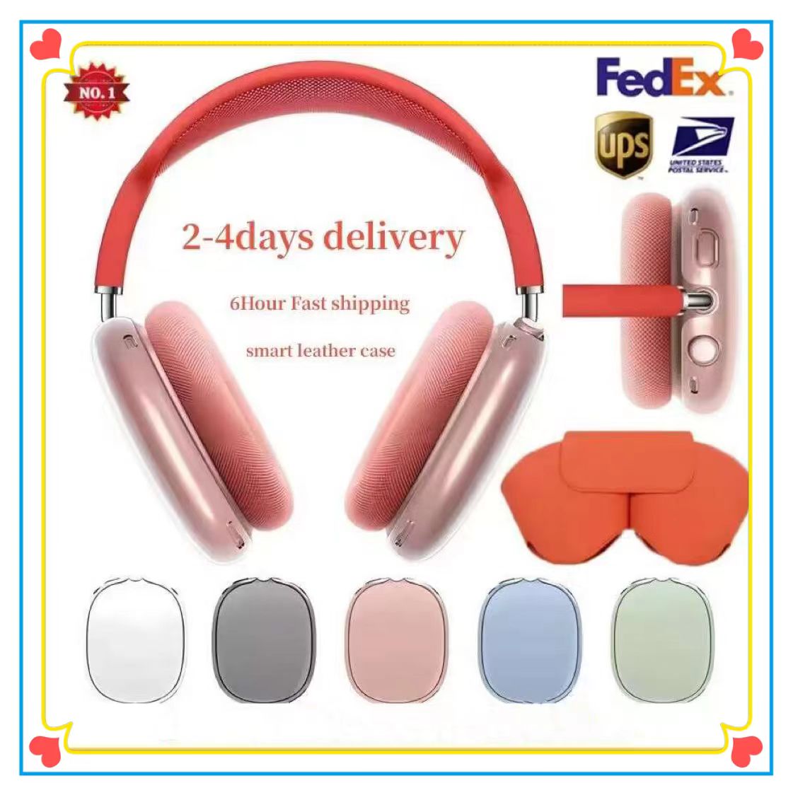 For pro Max bluetooth earbuds Headphone Accessories Transparent Solid Silicone Waterproof Protective case pro Maxs Headphones Headset cover Case