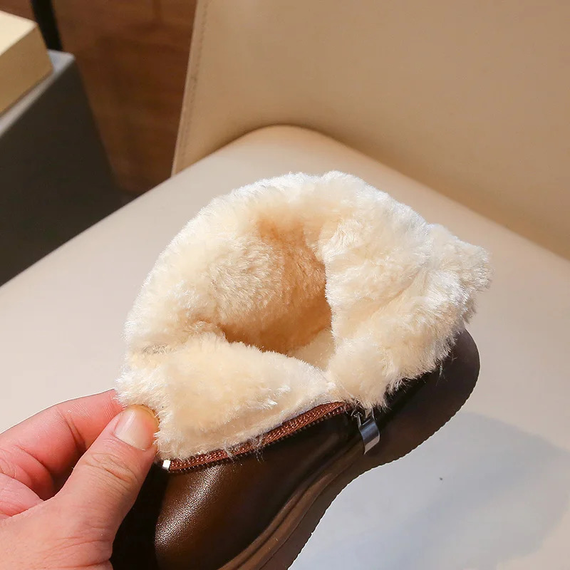 Girls Boots Leather Winter Shoes Kids Autumn Non-slip Soft Sole High Boots for Children botas para 241106