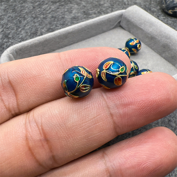 Handcrafted Copper Pendant with Multicolor Enamel Finish - 10mm Spherical Shape Blue in a pack of 100