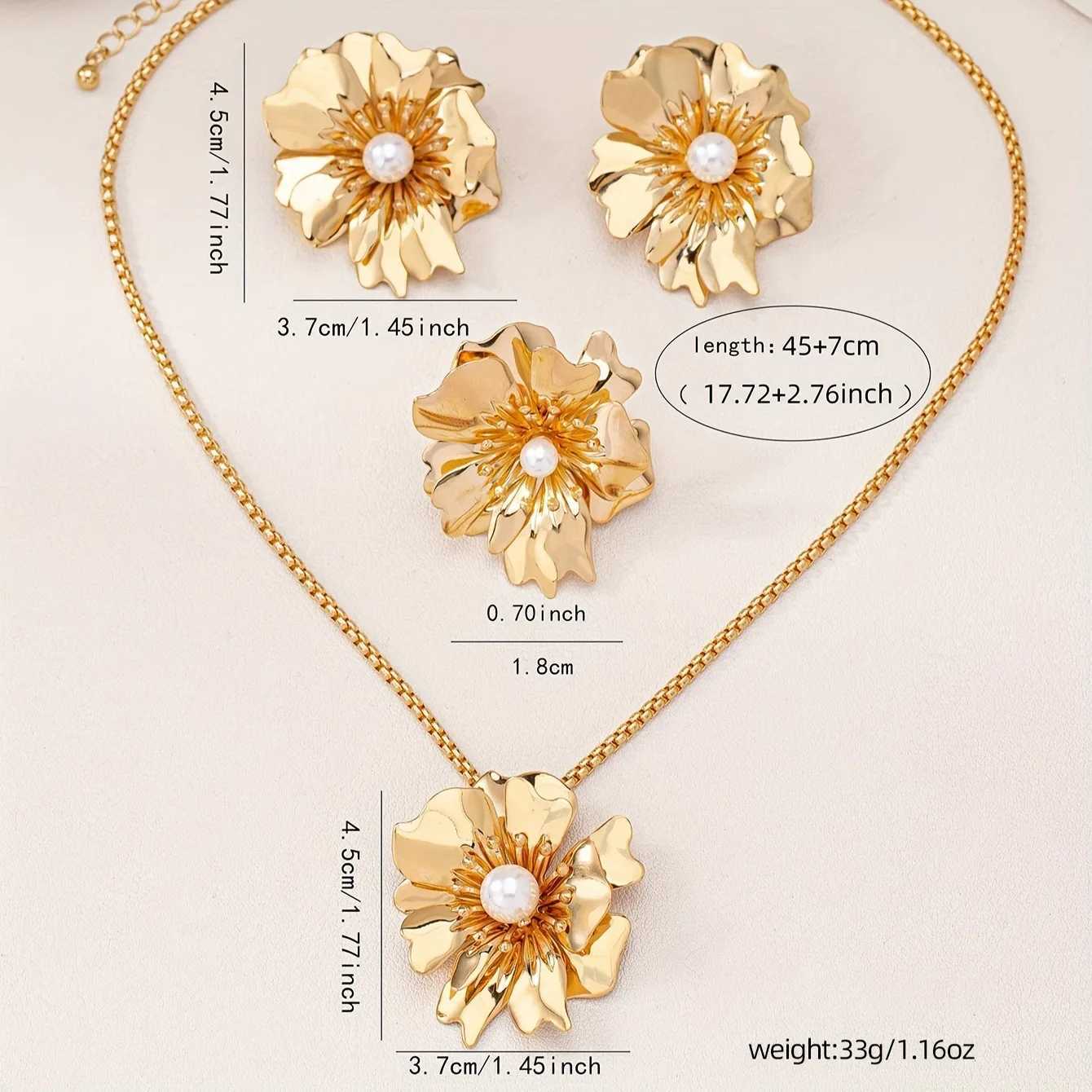 European and Fashion Imitation Pearl Necklace Fashion Edition Accessories Wreath Earrings Wen Jewelry Set X241106