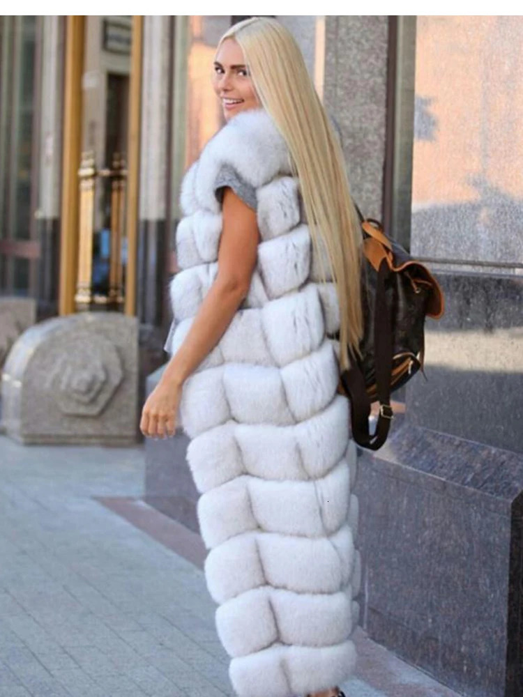 ZADORIN y 10 Steps Women X Long Faux Fox Fur Vest Furry Soft Jacket Thick Warm Vintage Overcoat Streetwear 241104