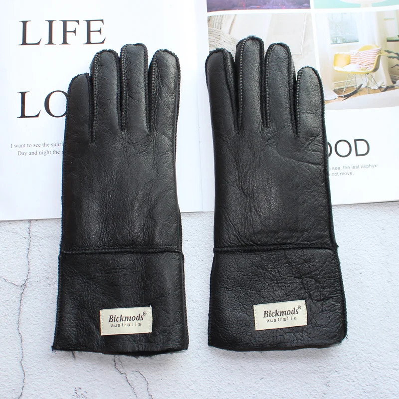 womens fur integrated sheepskin gloves leather warm color wool lining wind and cold gloves 241106