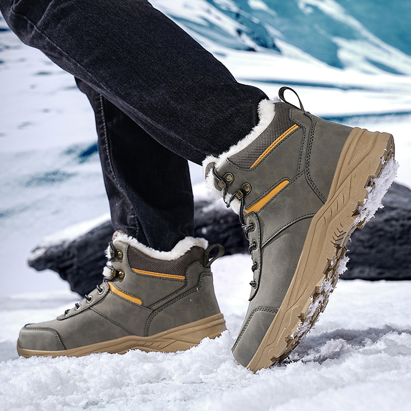 2025 New Men's Snow Waterproof Sports Shoes Warm Plush Designer Women's Outdoor Non Slip Lace Mountaineering Work Shoes Winter Ankle Boots