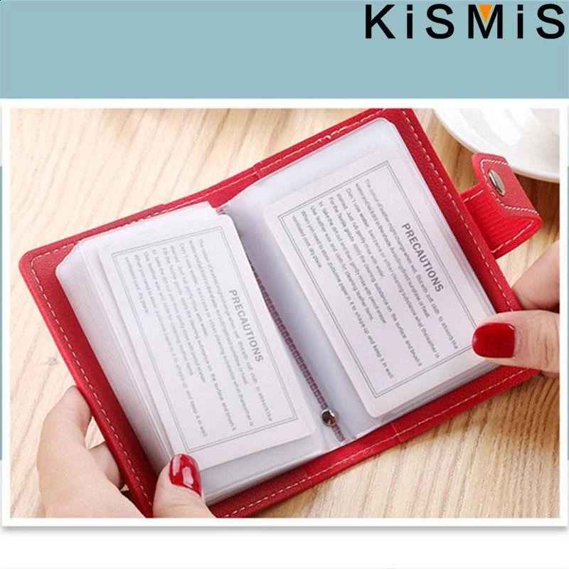 KISMIS 1PC Women Men Leather 26 Slots ID Credit Card Holders RFID Blocking Wallet Case Pocket Bag 241029