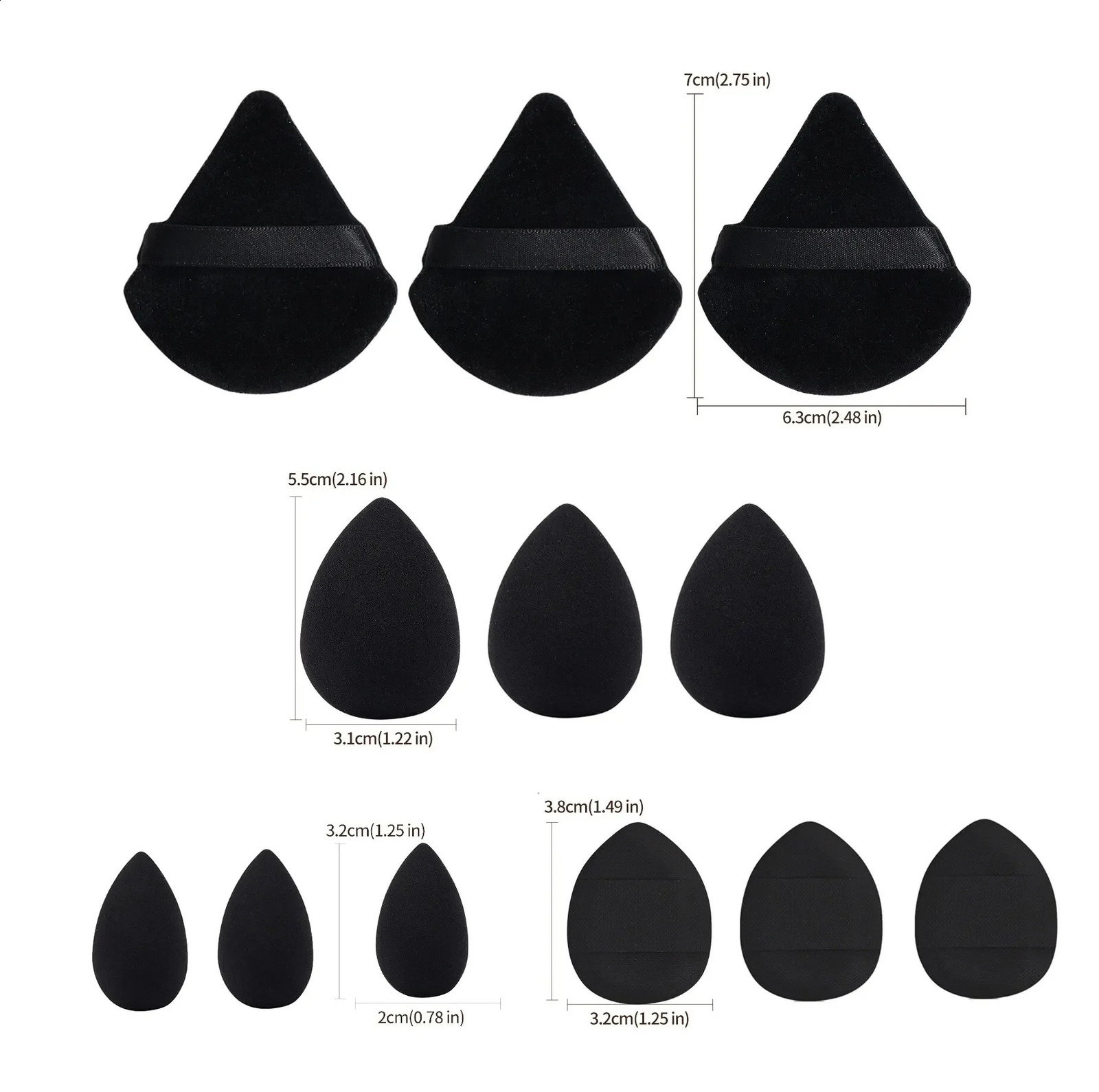 12 piece makeup puff kit mixed with sponge triangle powder puff finger air puff beauty tool tool 241105