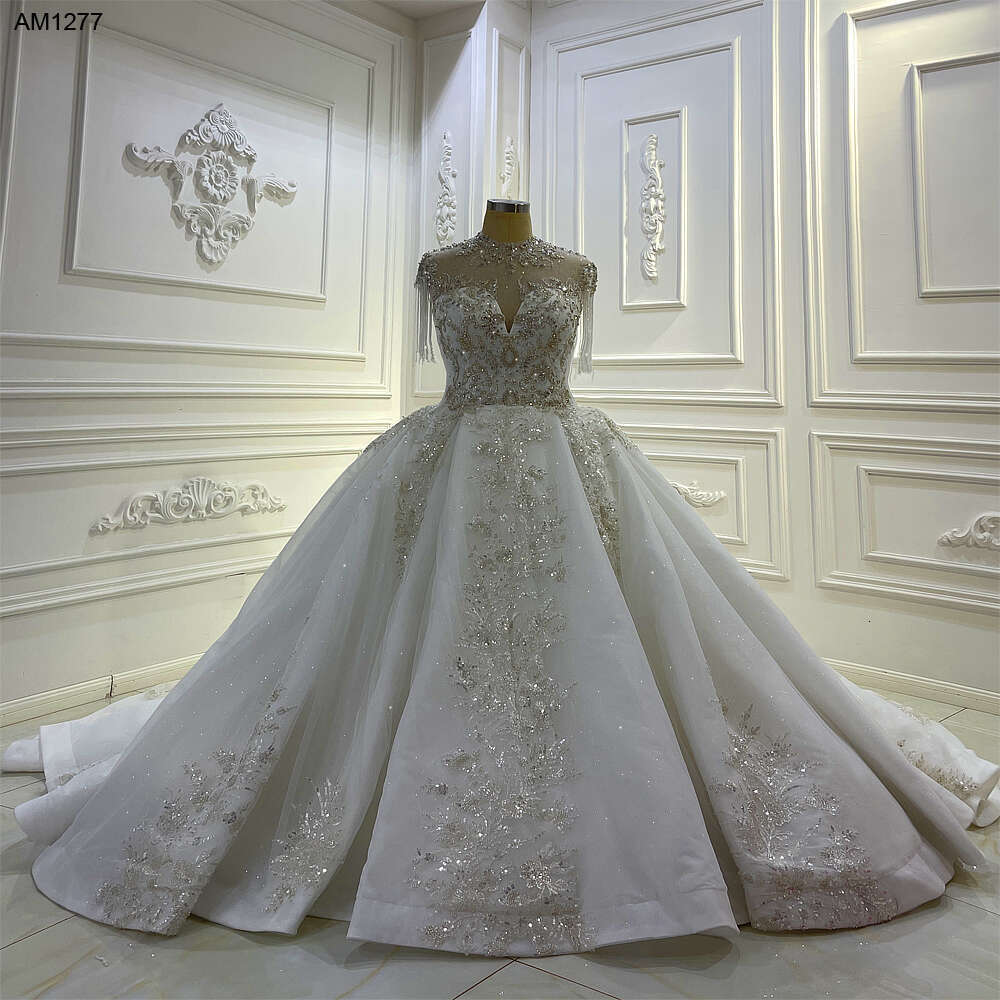 Lace Appliqued Beaded Wedding Dress