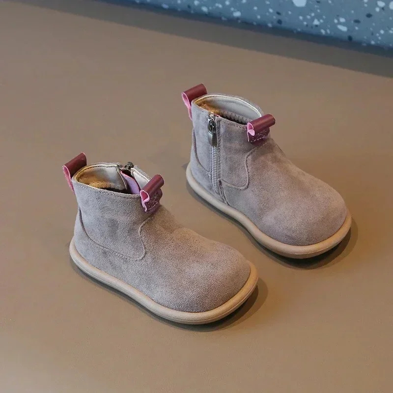 Autumn Winter Baby Boys Girls Boots Oxford Suede Children Casual Shoes Outdoor Anti-slip Infant Shoes Plush Kids Ankle Boots 241106