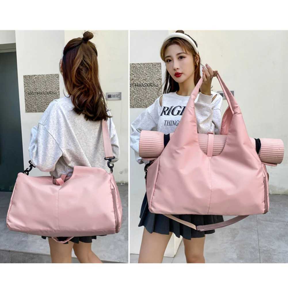 Outdoor Nylon Sports Gym Bags Yoga Men Women Training Fitn Travel Handbag Yoga Mat Sport Bag with Shoes CompartmentXJ241106