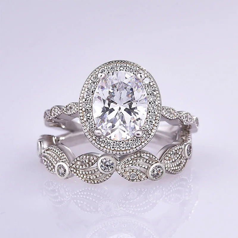 2024 Handmade Wedding Rings Vintage Jewelry 925 Sterling Silver Fill Oval Cut White Topaz CZ Diamond Gemstones Eternity Party Women Bridal Couple Ring