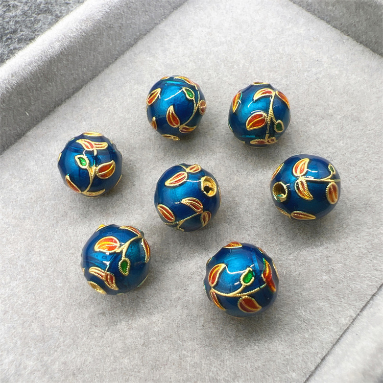 Handcrafted Copper Pendant with Multicolor Enamel Finish - 10mm Spherical Shape Blue in a pack of 100