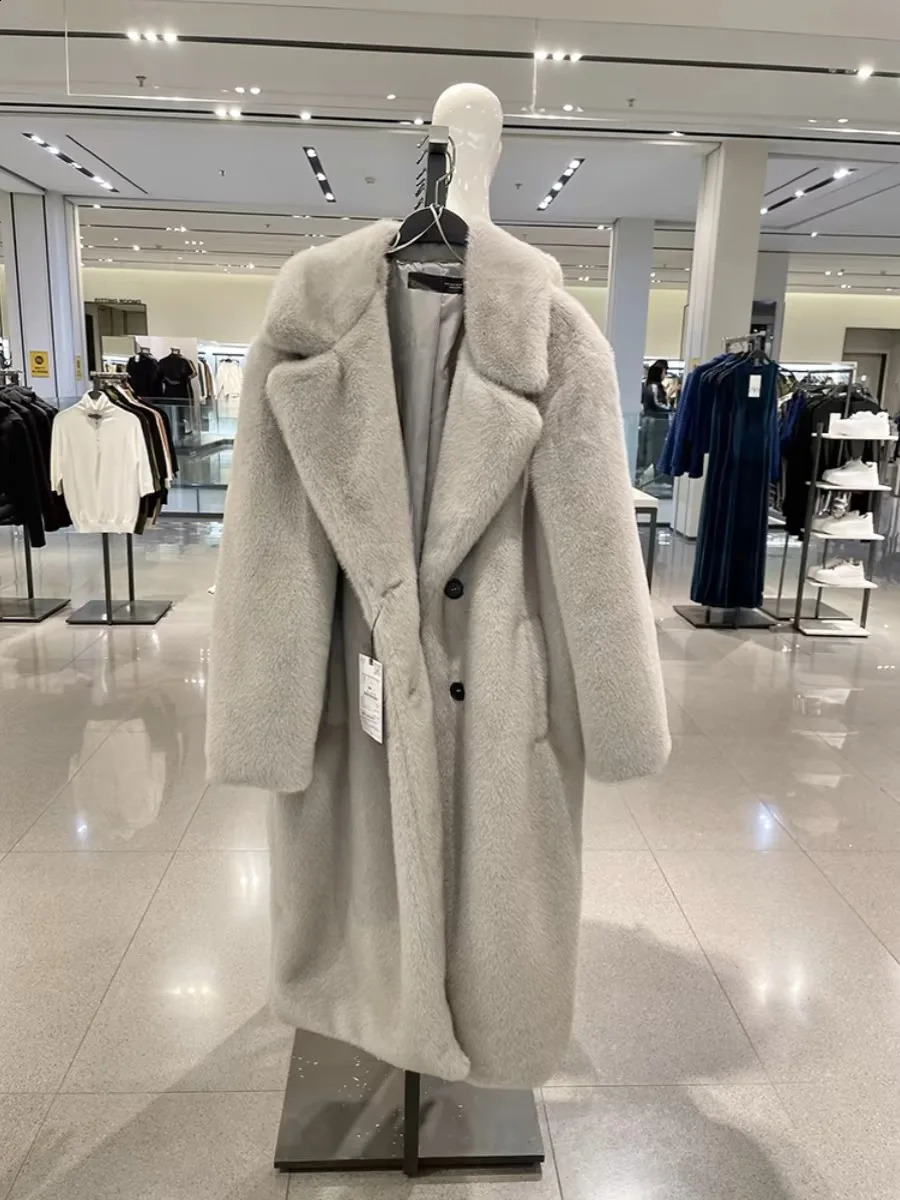 Traf Womens Winter Collection ious Faux Fur Effect Long Coat Thick and Warm Padded Jacket for Women 241104