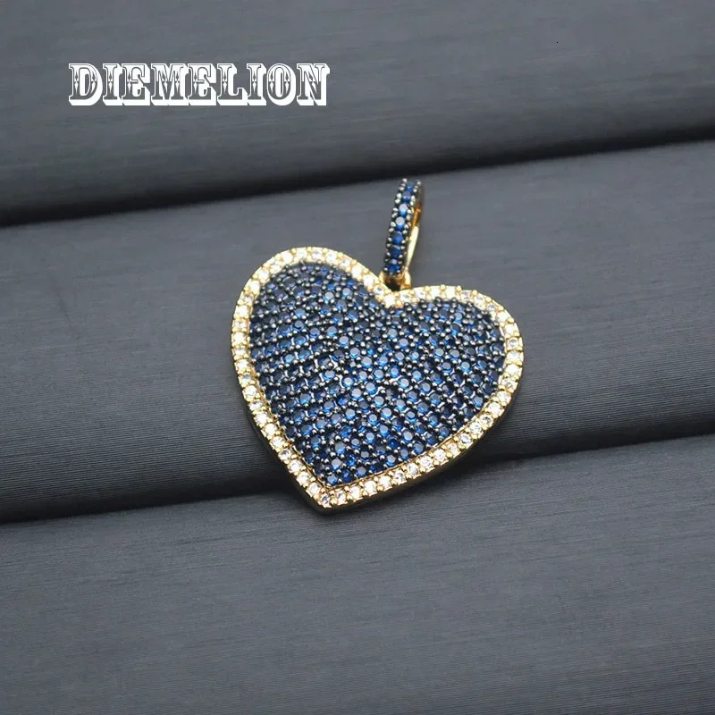 High quality two tone sparkling 5A color CZ crystal love heart pendant suitable for womens jewelry making products 241106