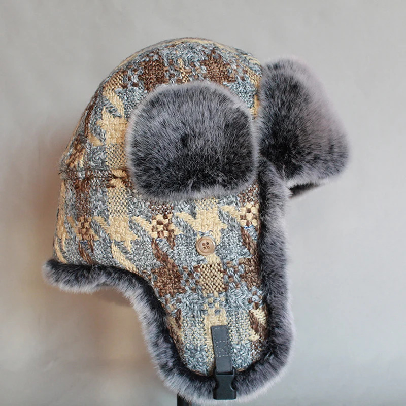 Mens womens trap hats Russian bomber hats faux fur winter Ushaka snow hats with ear flaps 241106