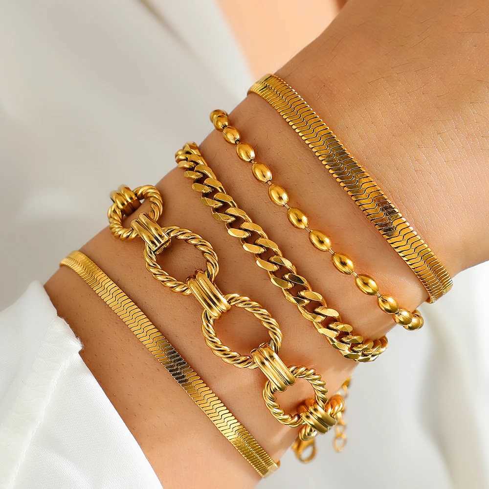 Stainless steel bracelet fashionable and gorgeous 5-piece bracelet set used for personal gift creativity in warm jewelry X241106