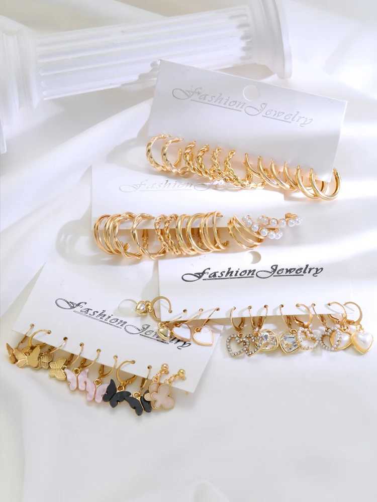 New set of 23 gold bow earrings designed for vintage pearl ring pendant earrings in Wenbohe and fashionable jewelry gifts X241106