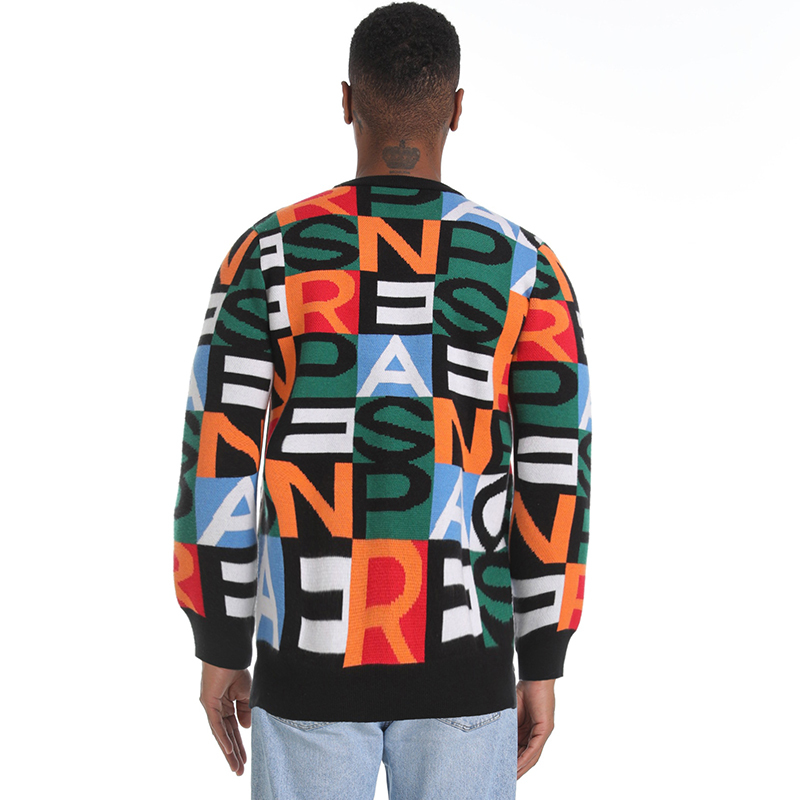 Custom men sweater Jacquard letter knitwear men Crew neck pullover casual knit jumpers winter men Knitted sweater