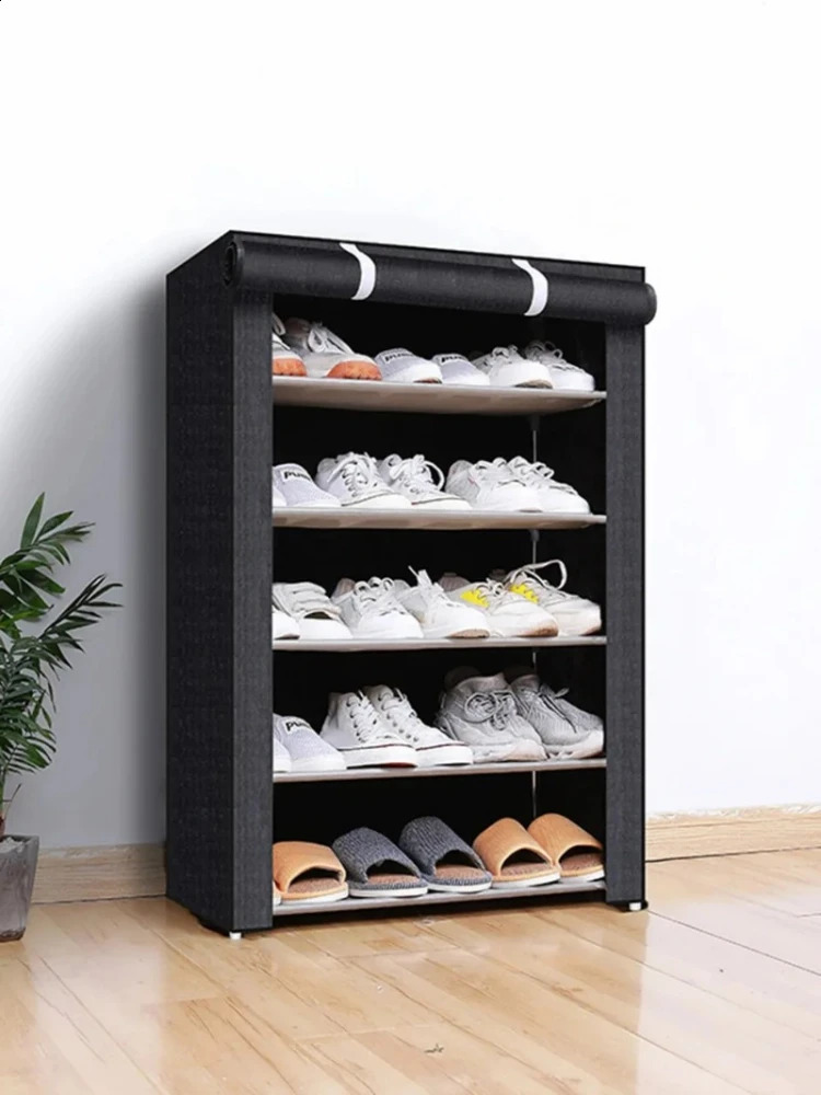 Multilayer Shoe Rack Organizer Dustproof Fabric Stand Hallway Saving Space Shelf Home Furniture Storage 240329