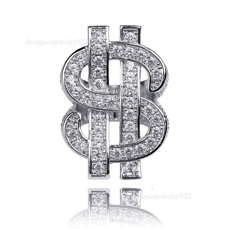 Zircon filled with Moissanite ring out US dollar symbol hip-hop trendsetter men's ring gold jewelry men diamond ring