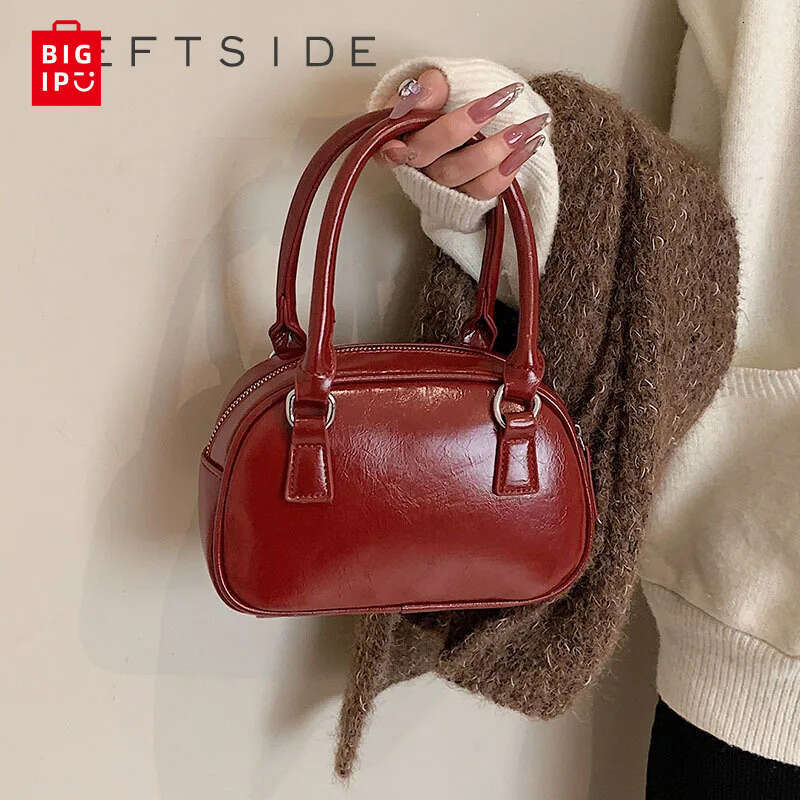 Designer Bag LEFTSIDE Fashion Retro Women Small Pillow Handbags And Purses 2024 Winter Luxury Leather Crossbody Bags With Short Handle