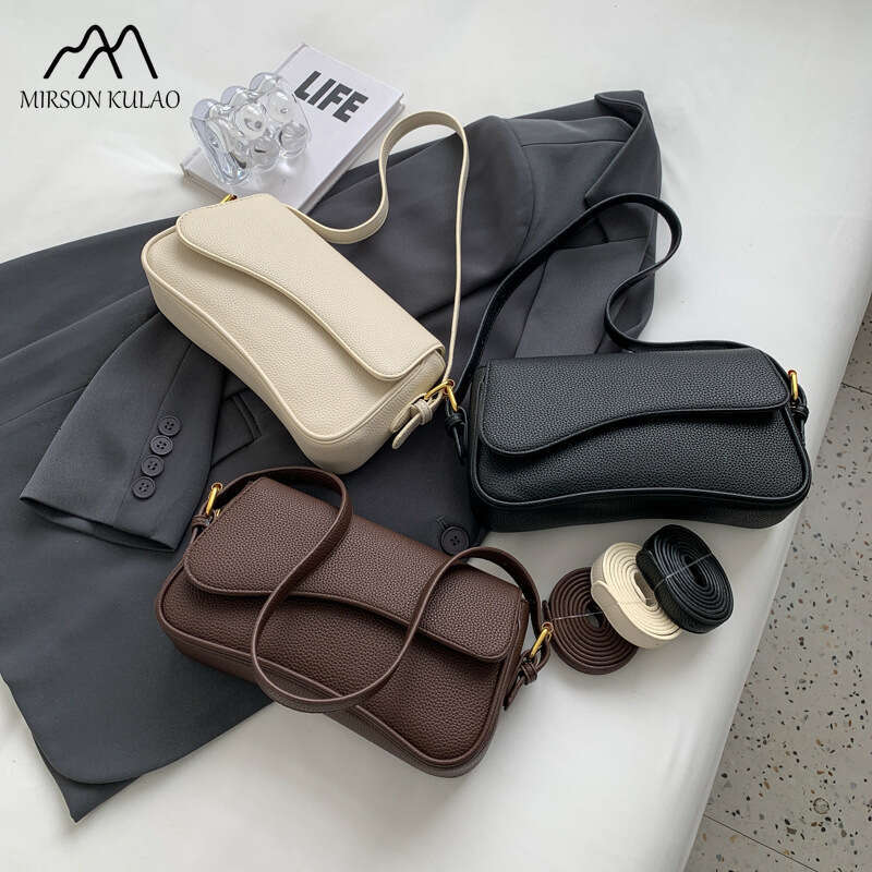 2024 The New Fashion Texture Lychee Grain Small Square Simple Commuting Everything Single Shoulder Crossbody Bag