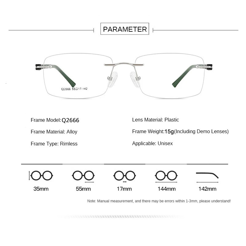 Ultralight Alloy Screwless Rimless Men Glasses Frame Eyewear Square Eyeglasses Myopia Prescription Spectacles Frameless 241105