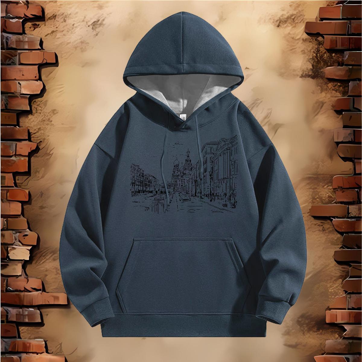 2024 New Mens Hoodie Warm Couples Hoodie DIY Logo Oversized Pullover Hoodie Hip Hop Breathable 350g Cotton