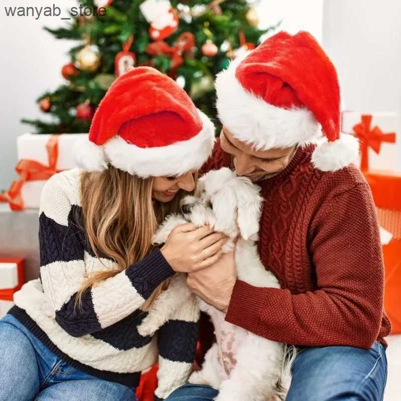 Wide Brim Hats Bucket Hats 5/1PCS Thickened Plush Christmas Hat for Adults Kids Soft Velvet Santa Claus Caps Hats Xmas New Year Festival Party Decor G