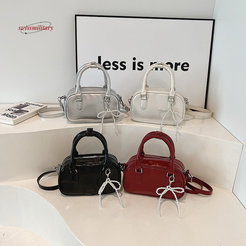 This year's popular pearl bow hand-held small for women 2024 summer new style shiny and versatile shoulder crossbody bag #27 swissmilitary