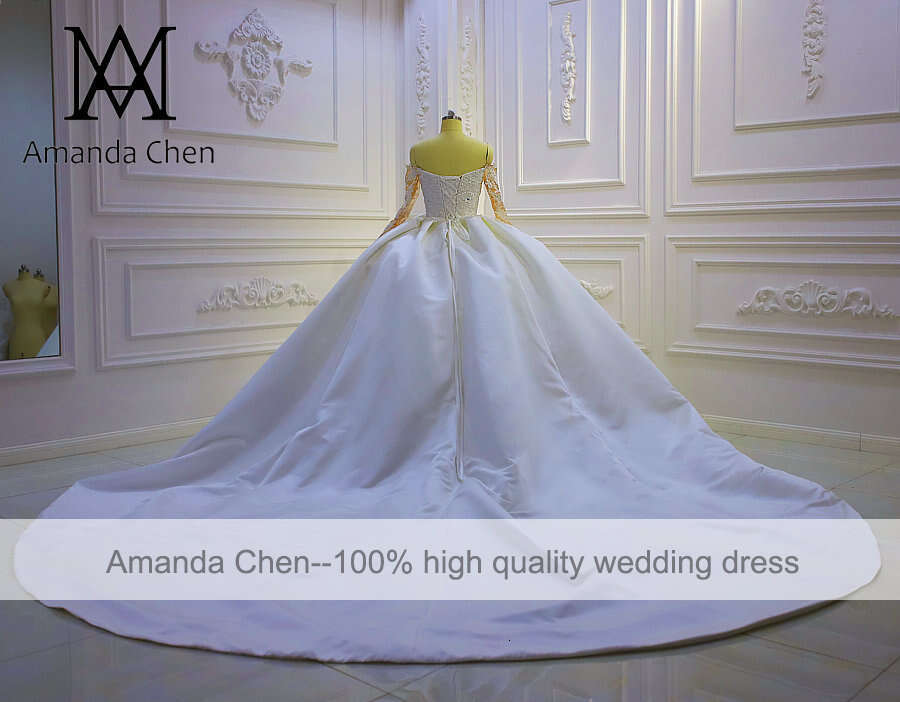 Off Shoulder Long Sleeve Ball Gown Tiered Skirts Wedding Dress