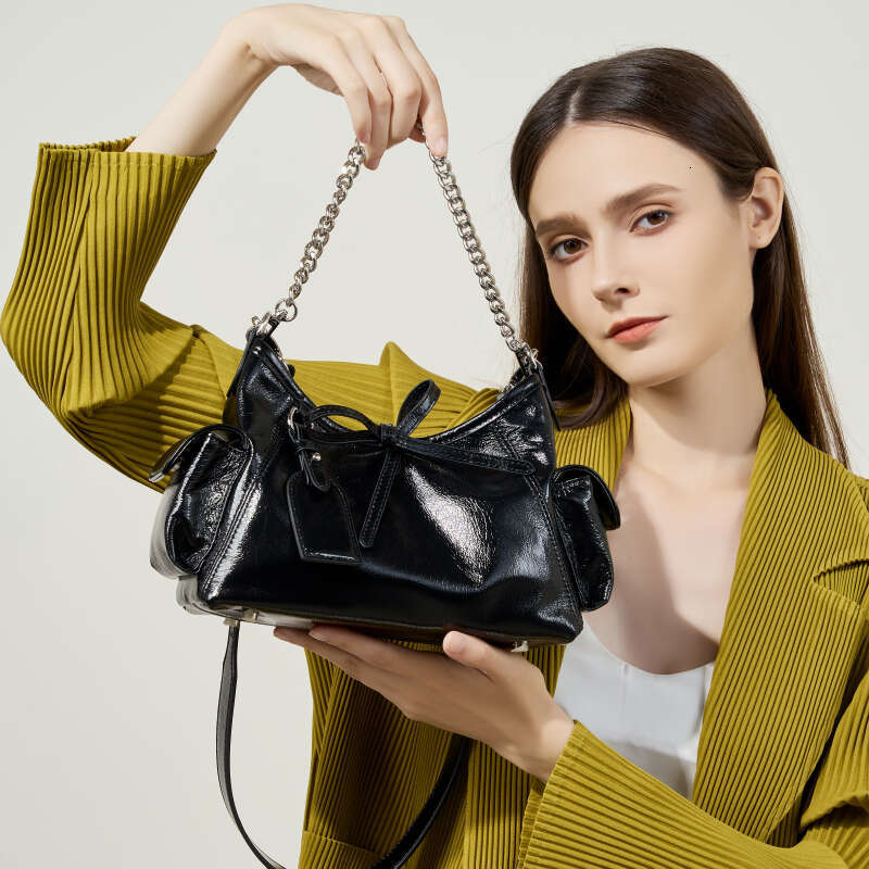 OLOEY Toptrends Cow Genuine Leather Small Shoulder Crossbody Bags For Women 2024 Designer Chain Purses Underarm Ladies Handbags