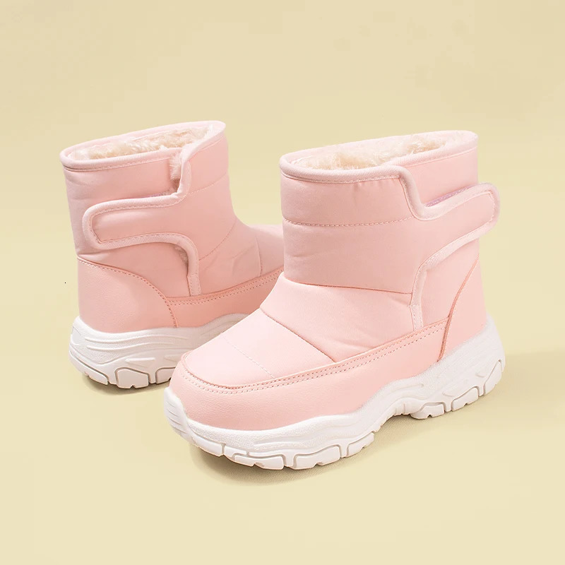 Winter Fashion Waterproof Good Quality Thick-bottom Warm Plush Shoes Anti-slippery Snow Boots of Big Kids EKF75 241106