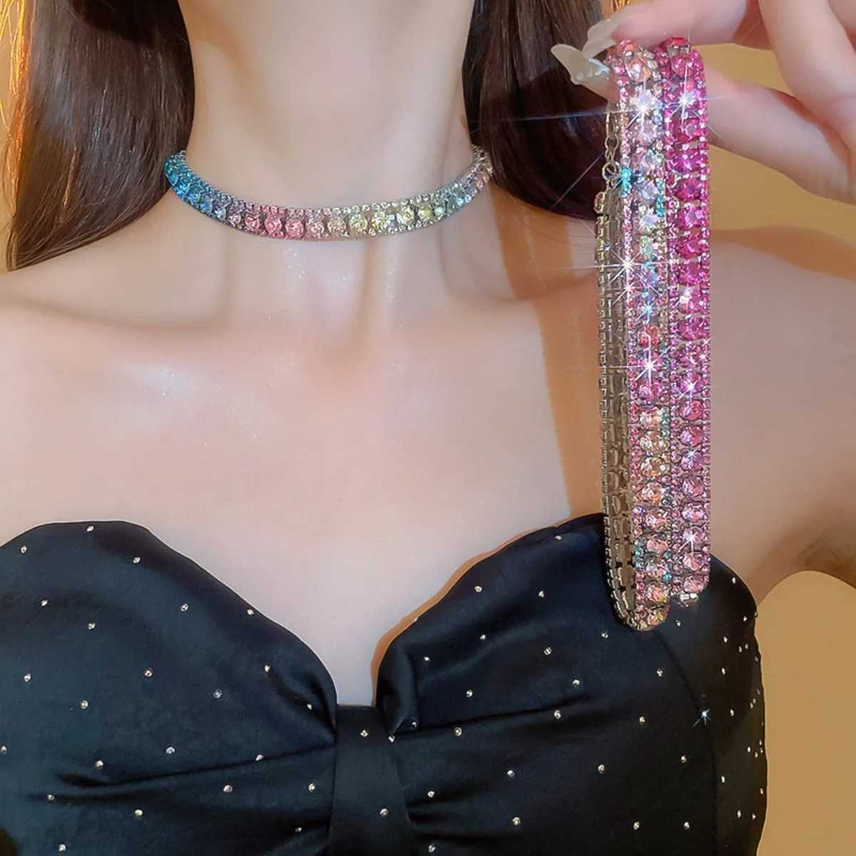 Jewelry Three Piece Set Korean Edition Accessories Fashion Crystal Zircon Personalized Customization Necklace Earrings Luxury Set X241106