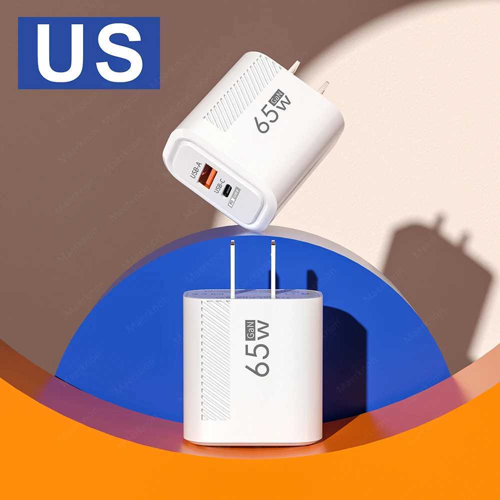 65W GaN USB Fast Charger Fast Charger EU/US Plug Phone Charger Suitable for iPhone Xiai PD Type C Wall Charger Adapter Y241106