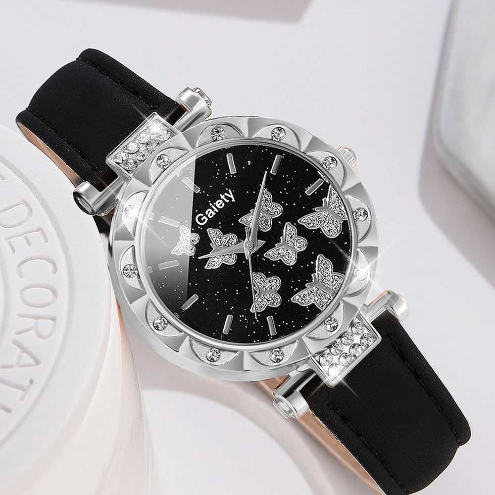6-piece/set womens watch set Rhinestone quartz watch dial butterfly dial set butterfly jewelry set girls gift X2411061