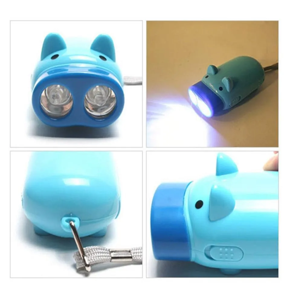 pressure rechargeable mini flashlight kids toy lighting pocket torch piggy design with 3 led advertising gift 11 LL