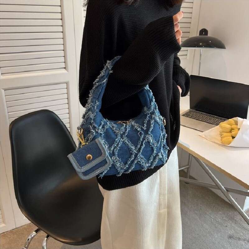 Designer Bag Small Denim Shoulder Bags For Women Luxury Designer Handbag And Purse 2024 Female Casual Tote High Quality Armpit Bag New Clutch